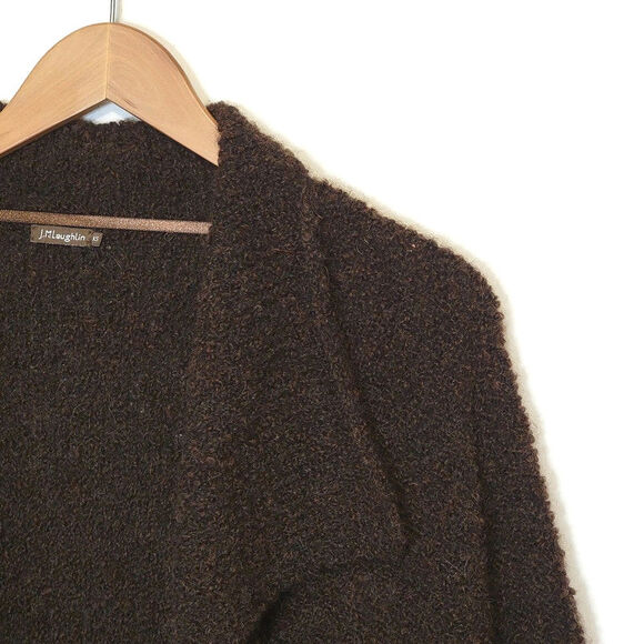 J. McLaughlin Alpaca Wool Blend Boucle Brown Duster Cardigan Sweater Size XS - Picture 3 of 13
